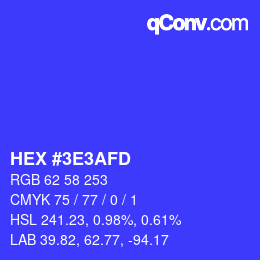Color code: HEX #3E3AFD | qconv.com
