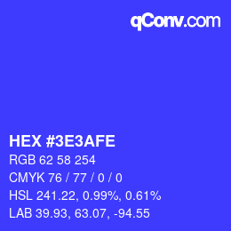 Farbcode: HEX #3E3AFE | qconv.com