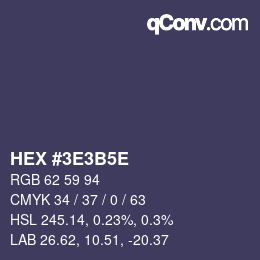 Color code: HEX #3E3B5E | qconv.com