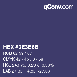 Color code: HEX #3E3B6B | qconv.com
