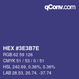 Color code: HEX #3E3B7E | qconv.com