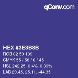 Color code: HEX #3E3B8B | qconv.com
