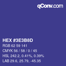 Farbcode: HEX #3E3B8D | qconv.com