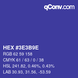 Color code: HEX #3E3B9E | qconv.com