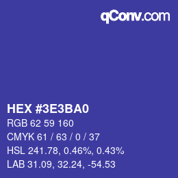 Color code: HEX #3E3BA0 | qconv.com