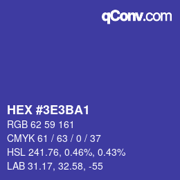 Color code: HEX #3E3BA1 | qconv.com