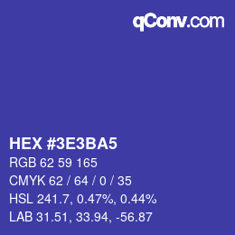 Color code: HEX #3E3BA5 | qconv.com