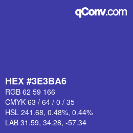 Color code: HEX #3E3BA6 | qconv.com
