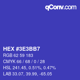 Color code: HEX #3E3BB7 | qconv.com