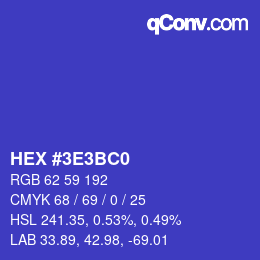 Color code: HEX #3E3BC0 | qconv.com