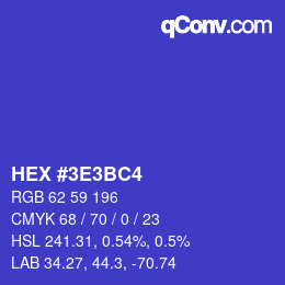 Color code: HEX #3E3BC4 | qconv.com