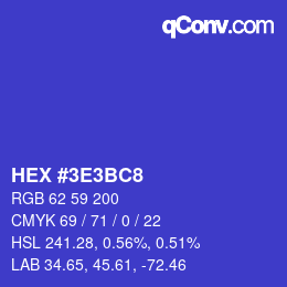 カラーコード: HEX #3E3BC8 | qconv.com