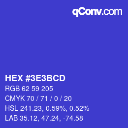 Color code: HEX #3E3BCD | qconv.com