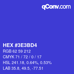 Color code: HEX #3E3BD4 | qconv.com