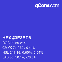 Color code: HEX #3E3BD6 | qconv.com
