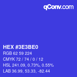カラーコード: HEX #3E3BE0 | qconv.com