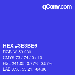 Color code: HEX #3E3BE6 | qconv.com