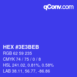 Color code: HEX #3E3BEB | qconv.com
