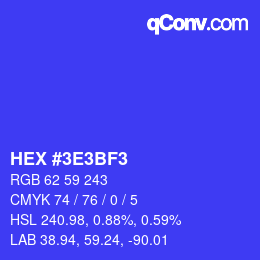 Color code: HEX #3E3BF3 | qconv.com