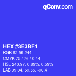 Color code: HEX #3E3BF4 | qconv.com