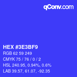 Color code: HEX #3E3BF9 | qconv.com