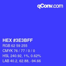 Color code: HEX #3E3BFF | qconv.com