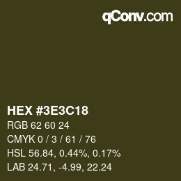 Farbcode: HEX #3E3C18 | qconv.com