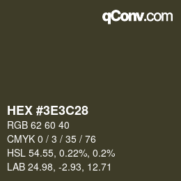 Color code: HEX #3E3C28 | qconv.com