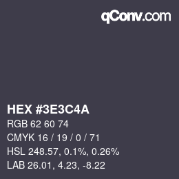 カラーコード: HEX #3E3C4A | qconv.com