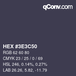 Color code: HEX #3E3C50 | qconv.com