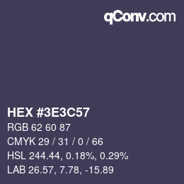 Farbcode: HEX #3E3C57 | qconv.com