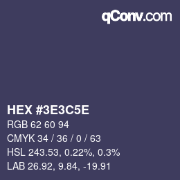 Color code: HEX #3E3C5E | qconv.com