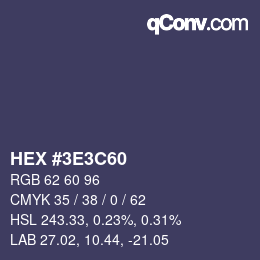 Farbcode: HEX #3E3C60 | qconv.com