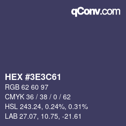 Color code: HEX #3E3C61 | qconv.com