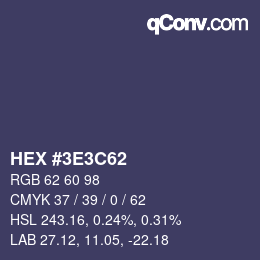 Color code: HEX #3E3C62 | qconv.com