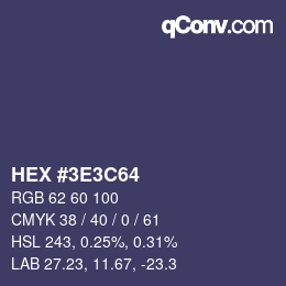 Code couleur: HEX #3E3C64 | qconv.com