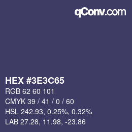 カラーコード: HEX #3E3C65 | qconv.com