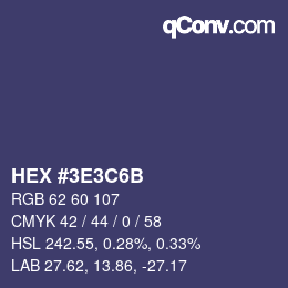 Color code: HEX #3E3C6B | qconv.com