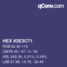 Color code: HEX #3E3C71 | qconv.com