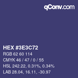 Color code: HEX #3E3C72 | qconv.com