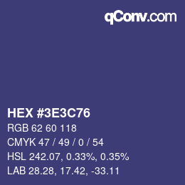 Farbcode: HEX #3E3C76 | qconv.com