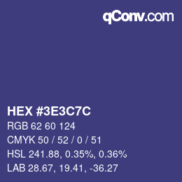 Color code: HEX #3E3C7C | qconv.com