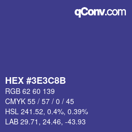 Color code: HEX #3E3C8B | qconv.com