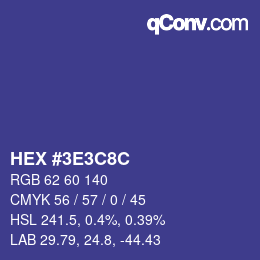 Code couleur: HEX #3E3C8C | qconv.com