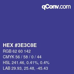 Color code: HEX #3E3C8E | qconv.com