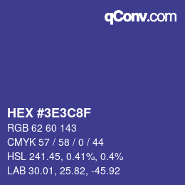 Código de color: HEX #3E3C8F | qconv.com