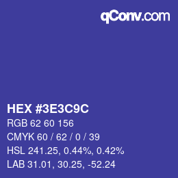 カラーコード: HEX #3E3C9C | qconv.com