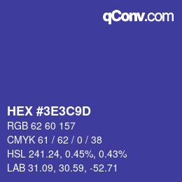 Color code: HEX #3E3C9D | qconv.com