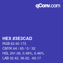 Color code: HEX #3E3CAD | qconv.com