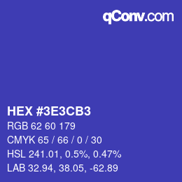 Color code: HEX #3E3CB3 | qconv.com